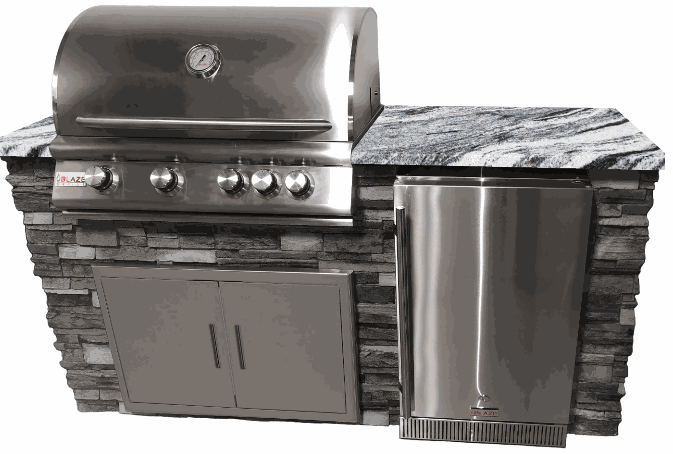 6-Foot Outdoor Kitchen Island + 7-Foot Bar Island Bundle – Concrete Base, Granite Countertops | Free Grill Kit & Cover