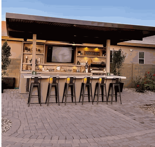 Fantasy Island 20’x20’ Luxury Outdoor Kitchen & Entertainment System – 70" TV, Kokomo Grill, Kegerator & Aluminum Roof