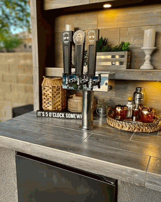 Fantasy Island 20’x20’ Luxury Outdoor Kitchen & Entertainment System – 70" TV, Kokomo Grill, Kegerator & Aluminum Roof